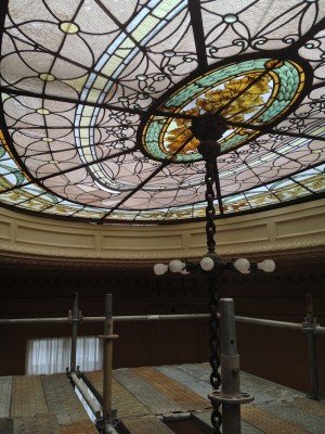 Completed Scaffolding Elkins Park, PA Stained Glass Restoration