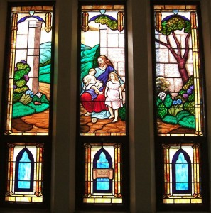 Jesus with Children Stained Glass