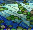 Hand Painted Lily Pad Stained Glass Window