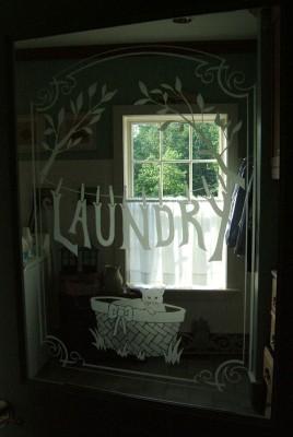 Sandblasted Glass Door -for Laundry