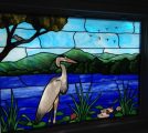Opalescent Blue Heron Stained Glass Window