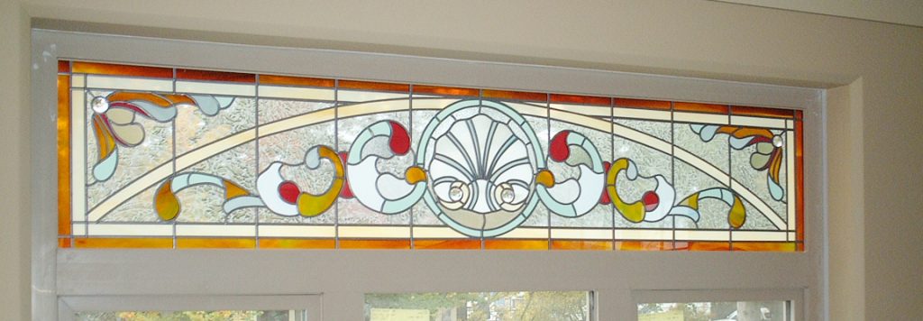 Example of SGO, or Stained Glass Overlay transom